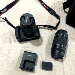 Canon - EOS Rebel T6 Two Lens Kit 18-55mm and 75-300mm lens - Black